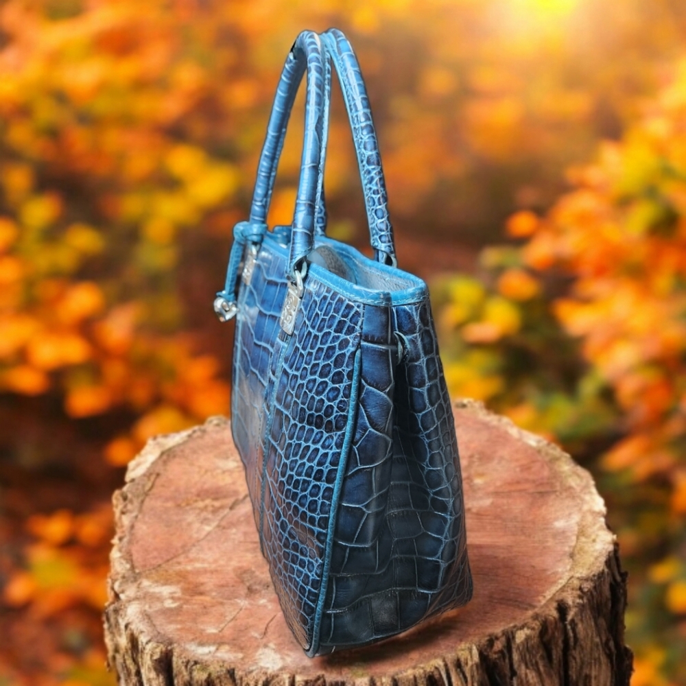 **Brighton MONROE CROC Emboss Leather Satchel Purse Handbag - Picture 6 of 13